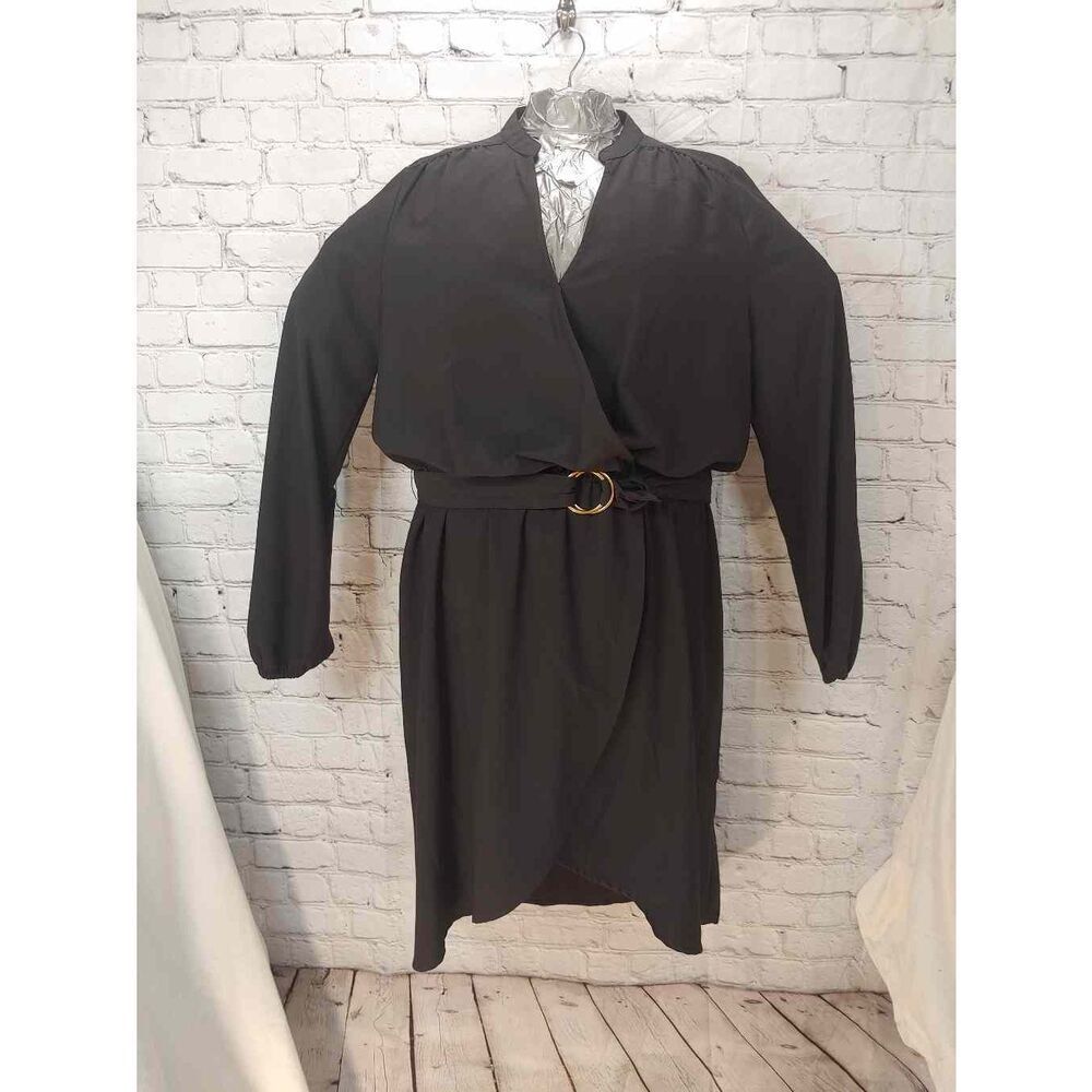 Justfab Womens Size XL Black Asymmetrical Wrap Dress
